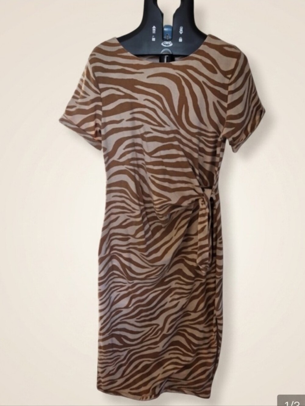 Zebra Print Tie-Waist Dress
